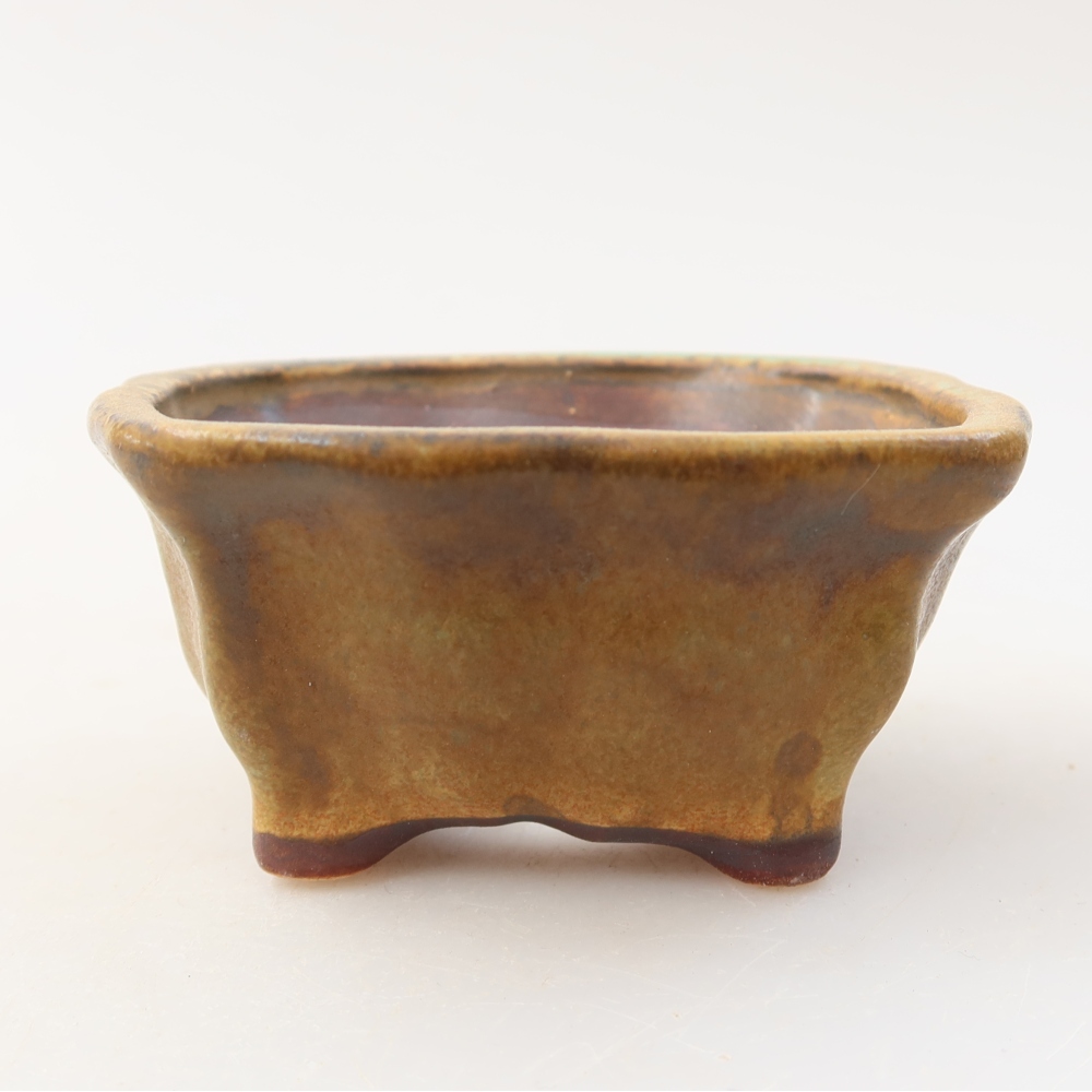 Bonsaischaal van keramiek 7,5 x 7 x 3,5 cm, groen