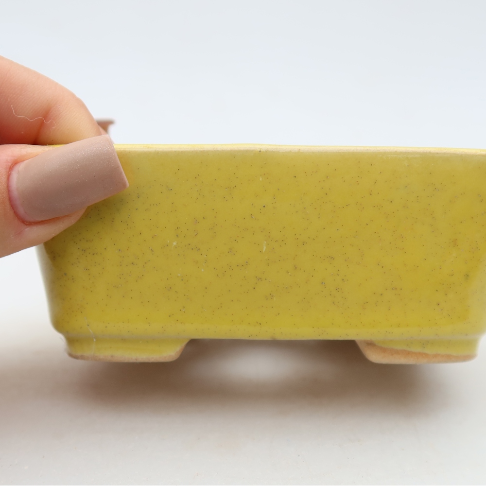 Keramische bonsaipot 10,5 x 8,5 x 4 cm, kleur: geel