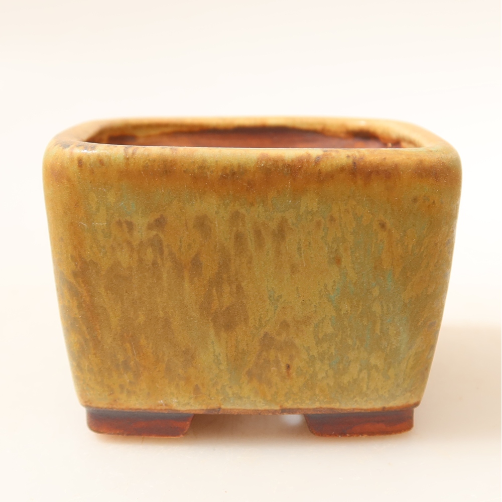Bonsaischaal van keramiek 6,5 x 6,5 x 4,5 cm, groen