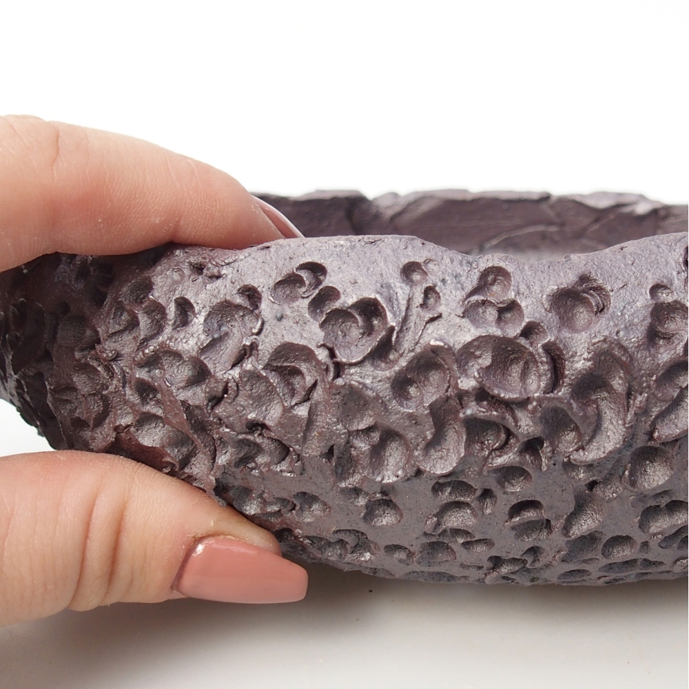 Bonsaischaal van keramiek 18 x 17 x 5 cm, metaalkleur