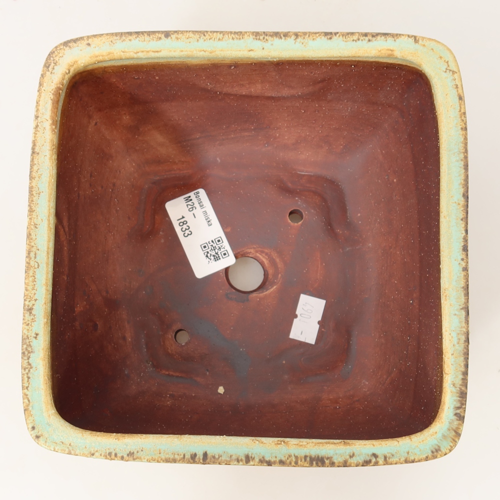Keramische bonsaipot 16,5 x 16,5 x 9,5 cm, kleur groen