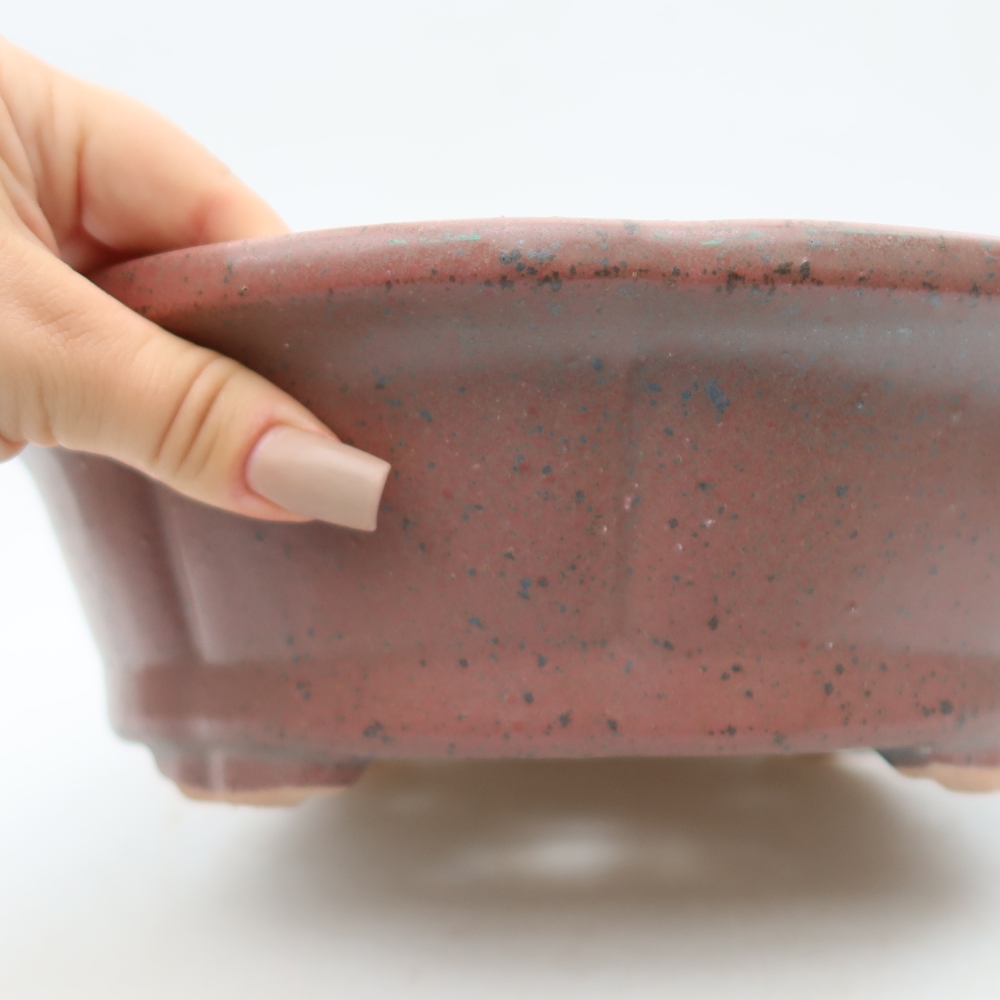 Bonsaischaal van keramiek 26,5 x 26,5 x 8,5 cm, roze