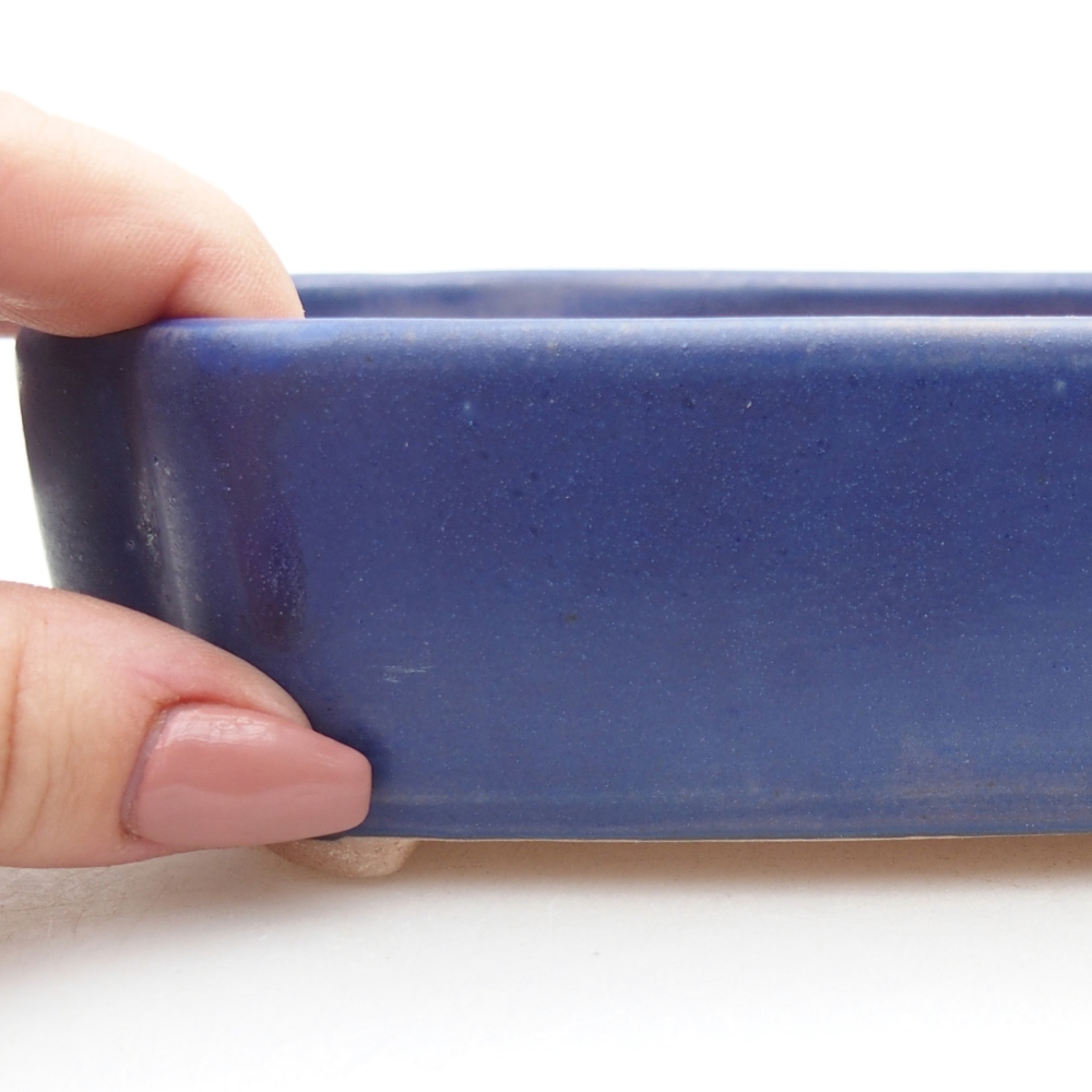 Bonsaischaal van keramiek 15,5 x 11,5 x 4 cm, kleur blauw
