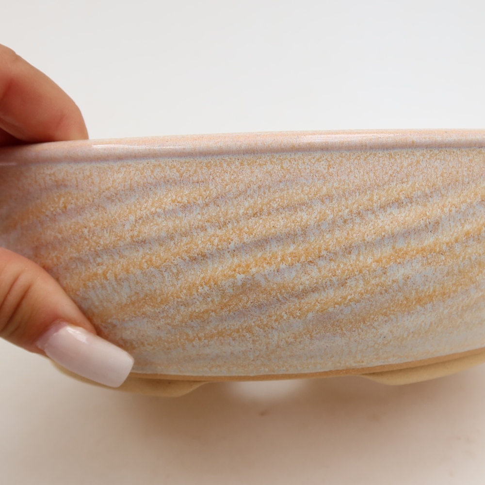 Keramische bonsaischaal 21 x 21 x 6,5 cm, kleur beige