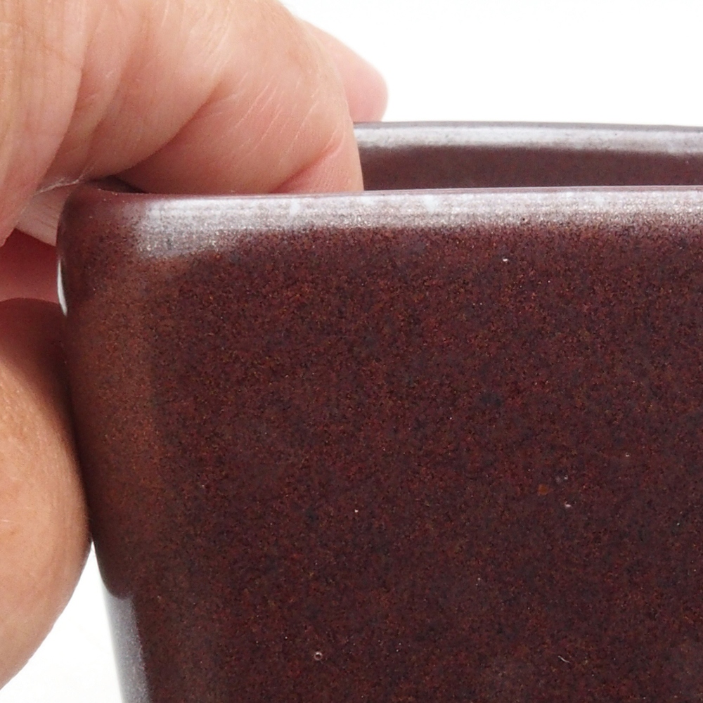 Bonsaischaal van keramiek 8 x 8 x 10 cm, bruin