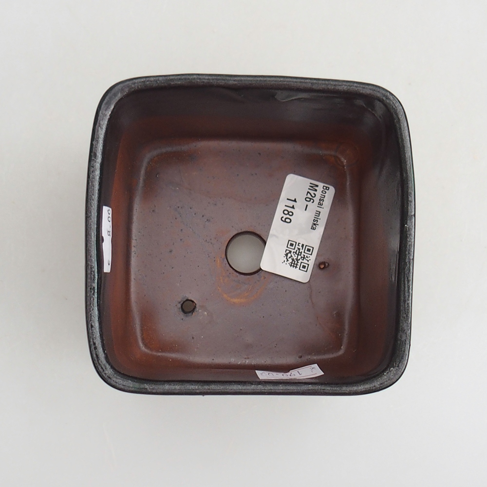 Bonsaischaal van keramiek 10 x 10 x 8 cm, groen