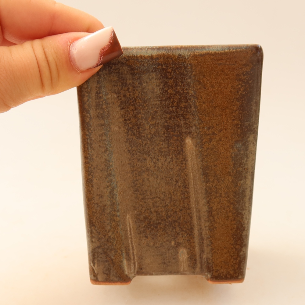 Keramische bonsaipot 7,5 x 7,5 x 10 cm, kleur bruin