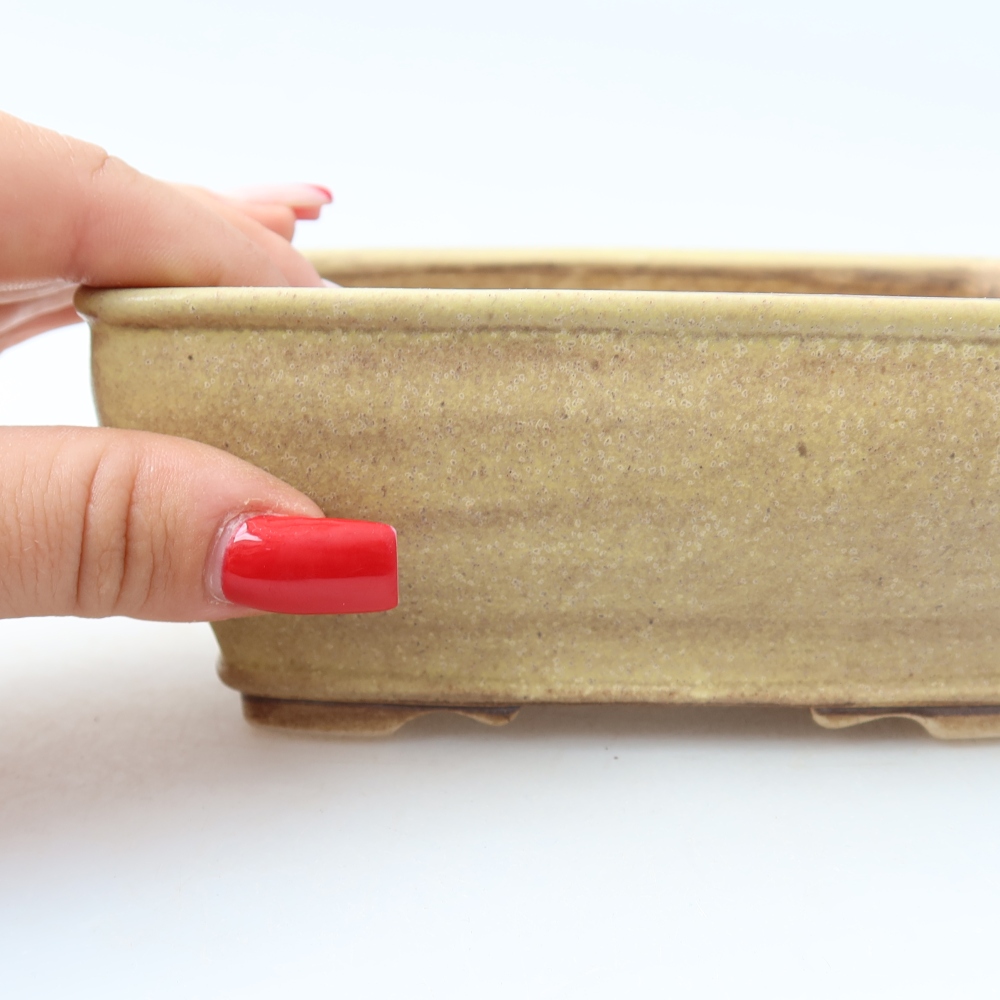 Keramische bonsaipot 15 x 12,5 x 5,5 cm, kleur: geel