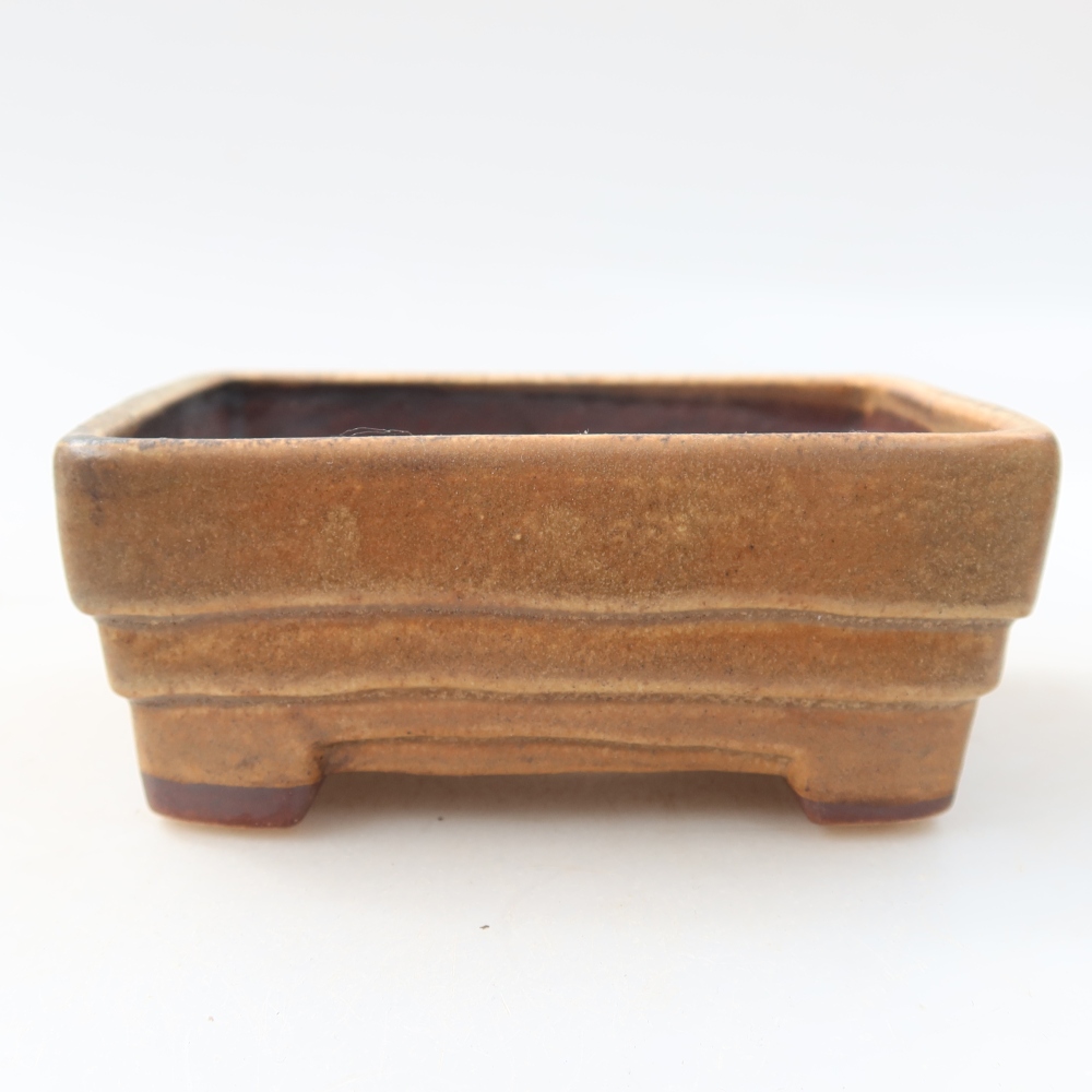 Bonsaischaal van keramiek 9,5 x 7,5 x 3,5 cm, bruin