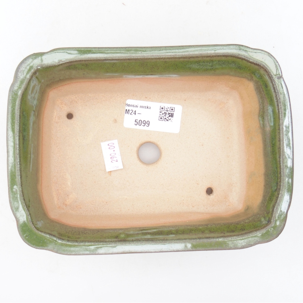 Bonsaischaal van keramiek 17,5 x 12,5 x 6 cm, groen