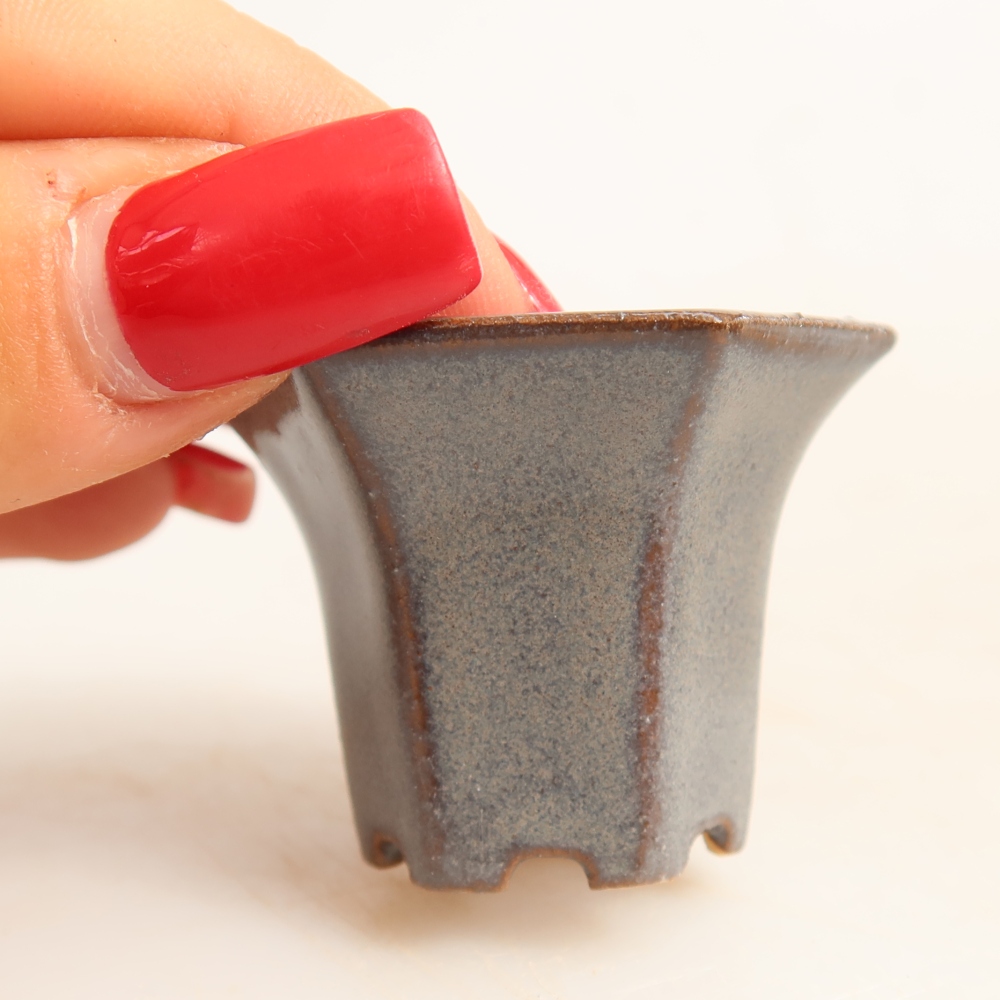Keramische bonsaipot 4,5 x 4 x 3,5 cm, kleur grijs