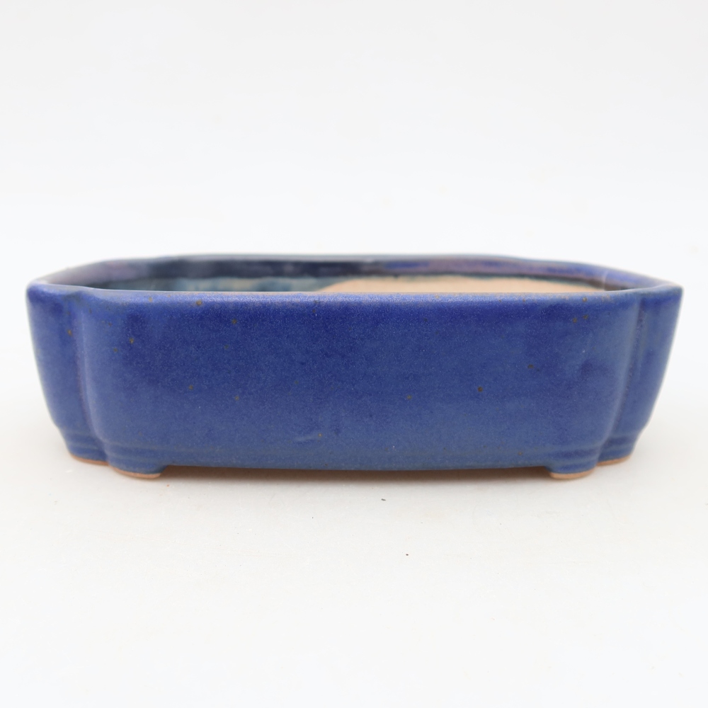 Bonsaischaal van keramiek 16 x 11,5 x 4 cm, kleur blauw