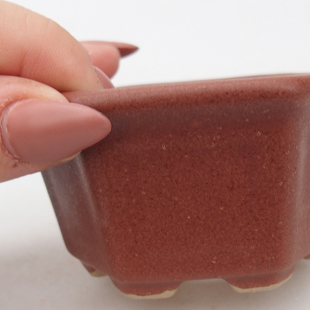 Bonsaischaal van keramiek 7,5 x 7 x 4 cm, bruin