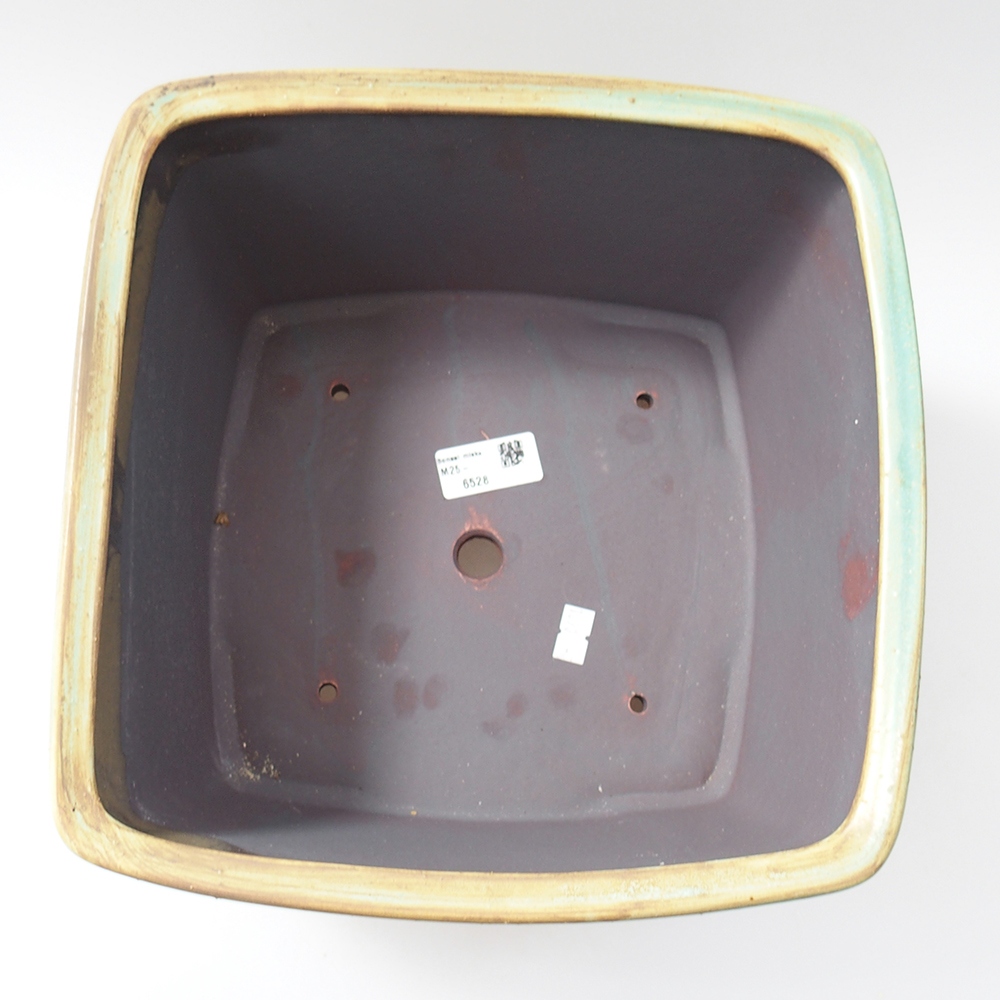 Bonsaischaal van keramiek 26,5 x 26,5 x 16 cm, groen