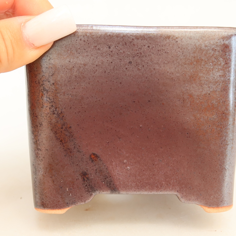 Keramische bonsaipot 10,5 x 10,5 x 8,5 cm, kleur bruin