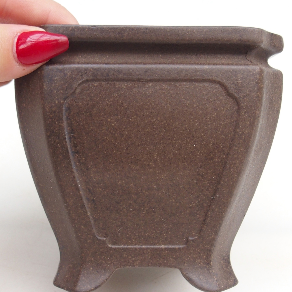 Bonsaischaal van keramiek 10 x 10 x 9,5 cm, kleur okerbruin