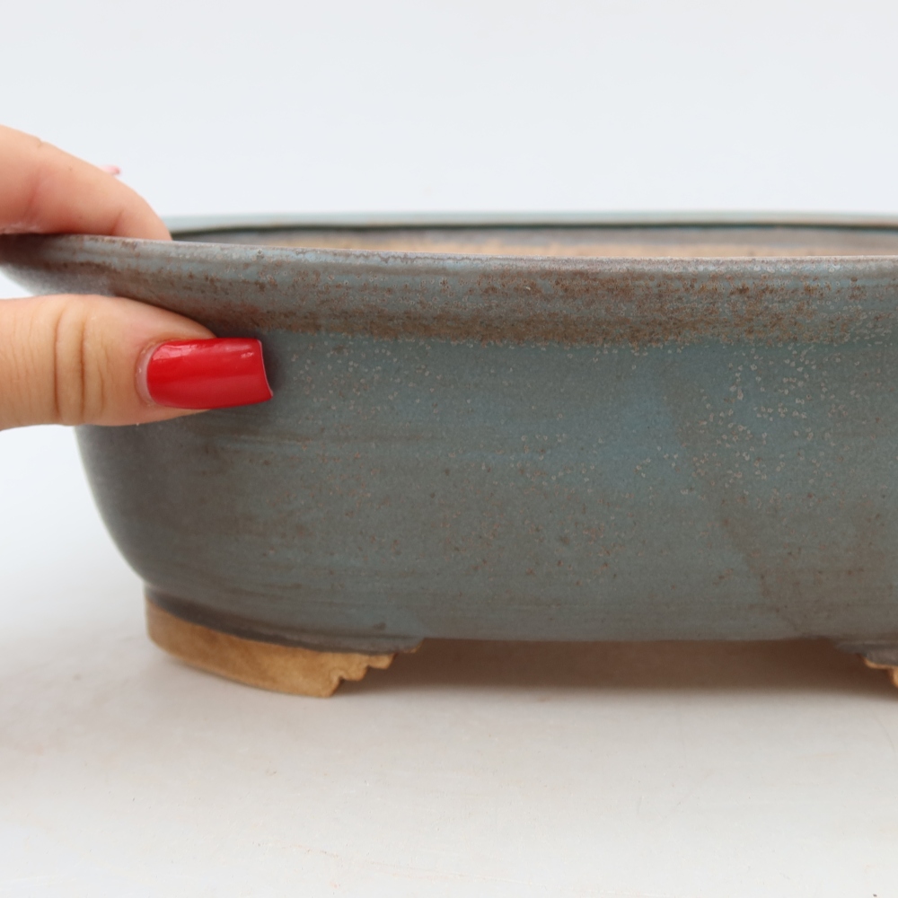 Keramische bonsaipot 25 x 21 x 8 cm, kleur: blauw