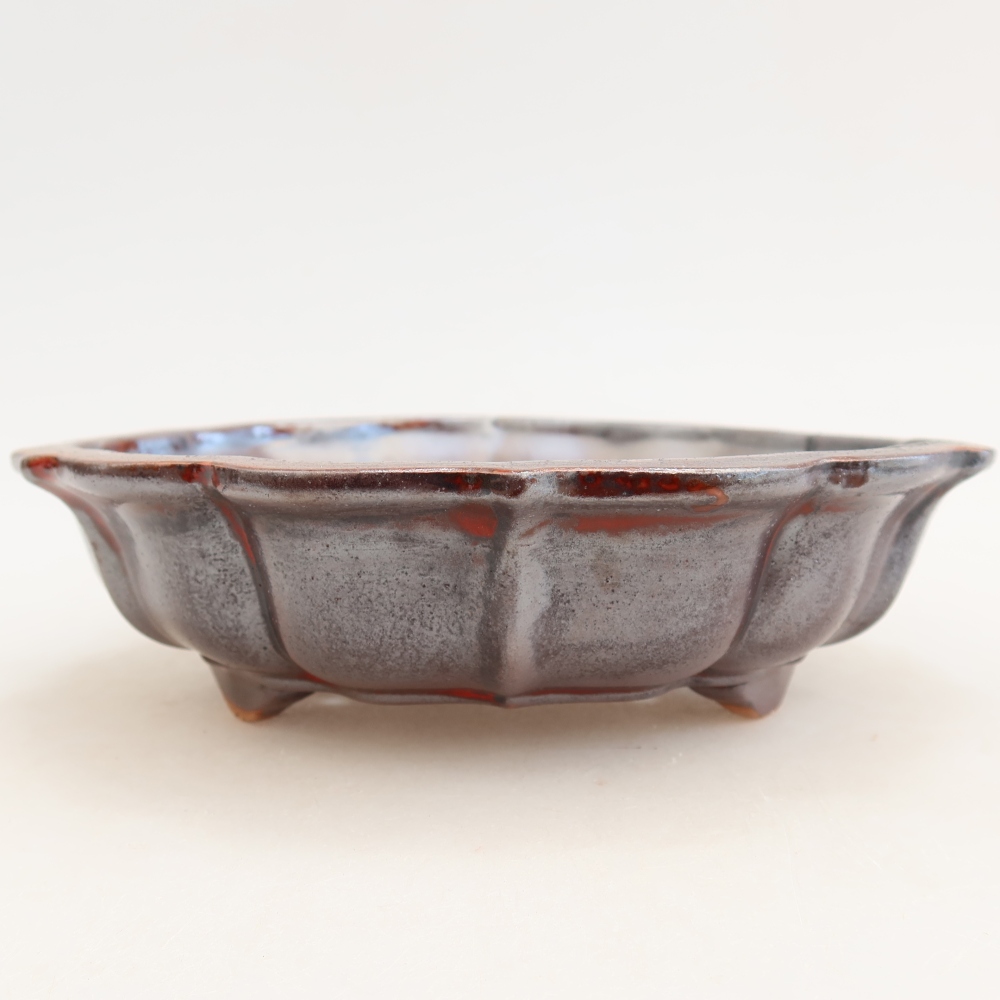 Bonsaischaal van keramiek 18,5 x 18,5 x 5 cm, metaalkleur