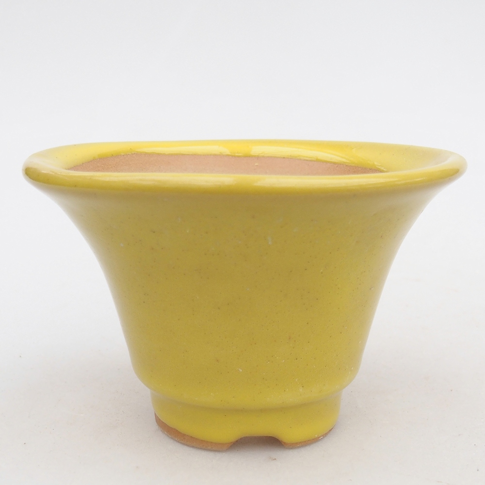 Bonsaischaal van keramiek 10,5 x 10,5 x 7 cm, geel