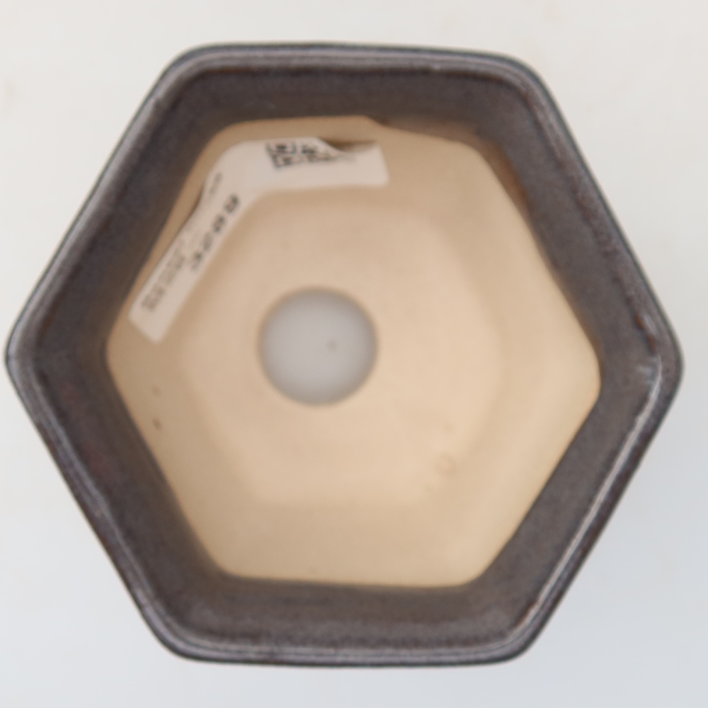 Keramische bonsaischaal 7 x 6,5 x 5 cm, kleur grijs