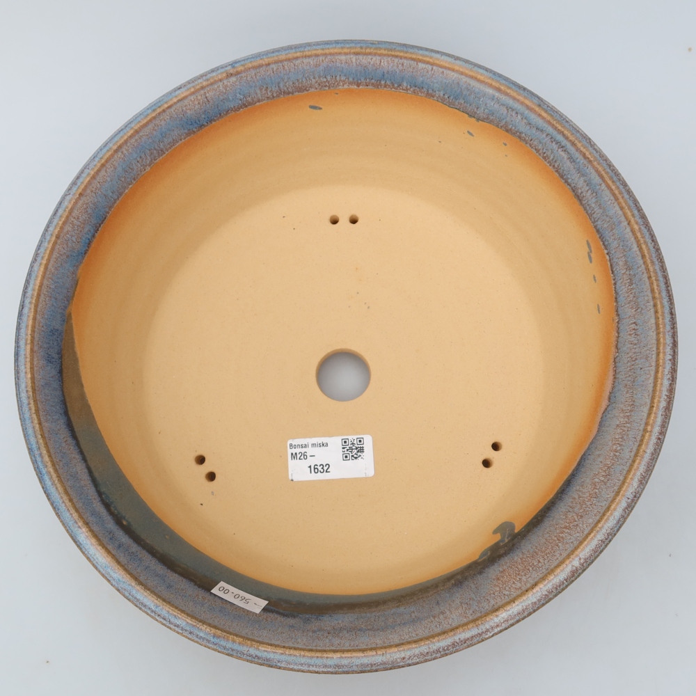 Bonsaischaal van keramiek 26,5 x 26,5 x 8 cm, kleur blauw