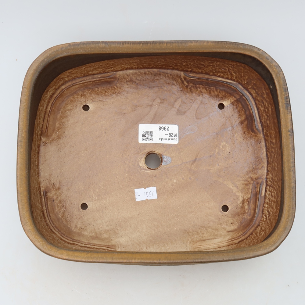 Keramische bonsaischaal 24,5 x 20,5 x 6,5 cm, kleur bruin