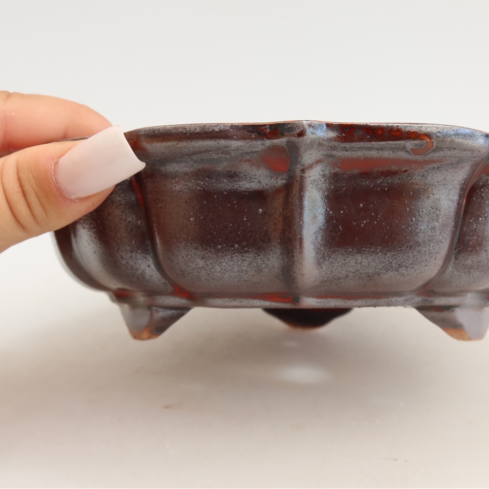 Bonsaischaal van keramiek 18,5 x 18,5 x 5 cm, metaalkleur