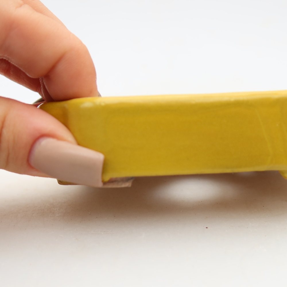 Keramische bonsaipot 10 x 8 x 2,5 cm, kleur: geel
