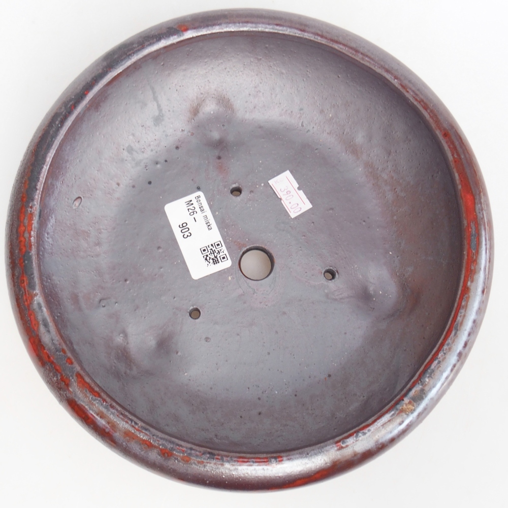 Bonsaischaal van keramiek 21 x 21 x 6,5 cm, kleur zwart rood