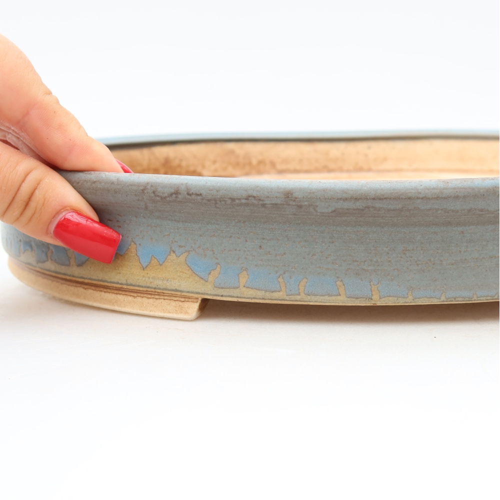 Keramische bonsaischaal 31 x 27 x 4,5 cm, kleur: blauw