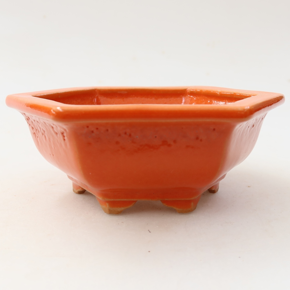 Bonsaischaal van keramiek 12 x 10,5 x 4,5 cm, oranje