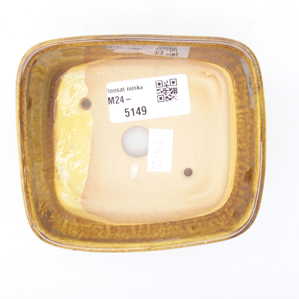 Bonsaischaal van keramiek 11 x 9,5 x 4,5 cm, geel