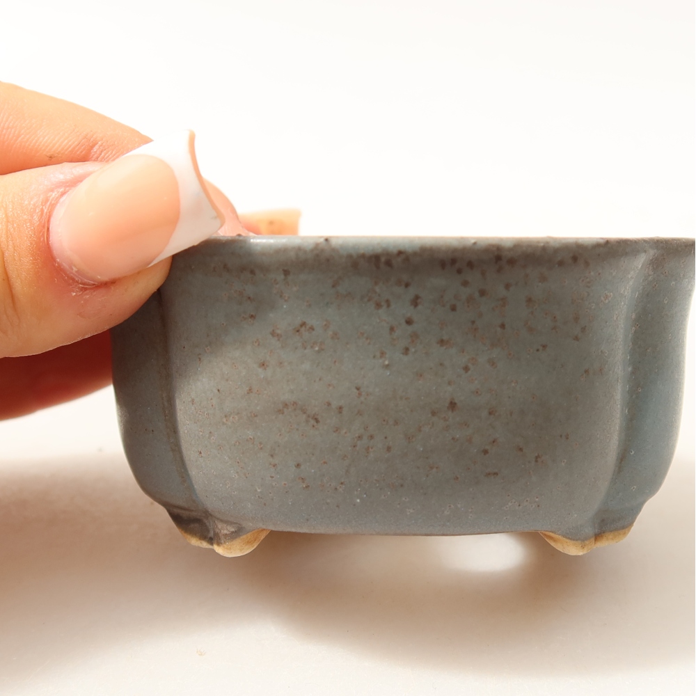 Keramische bonsaischaal 8 x 7,5 x 3,5 cm, kleur: blauw