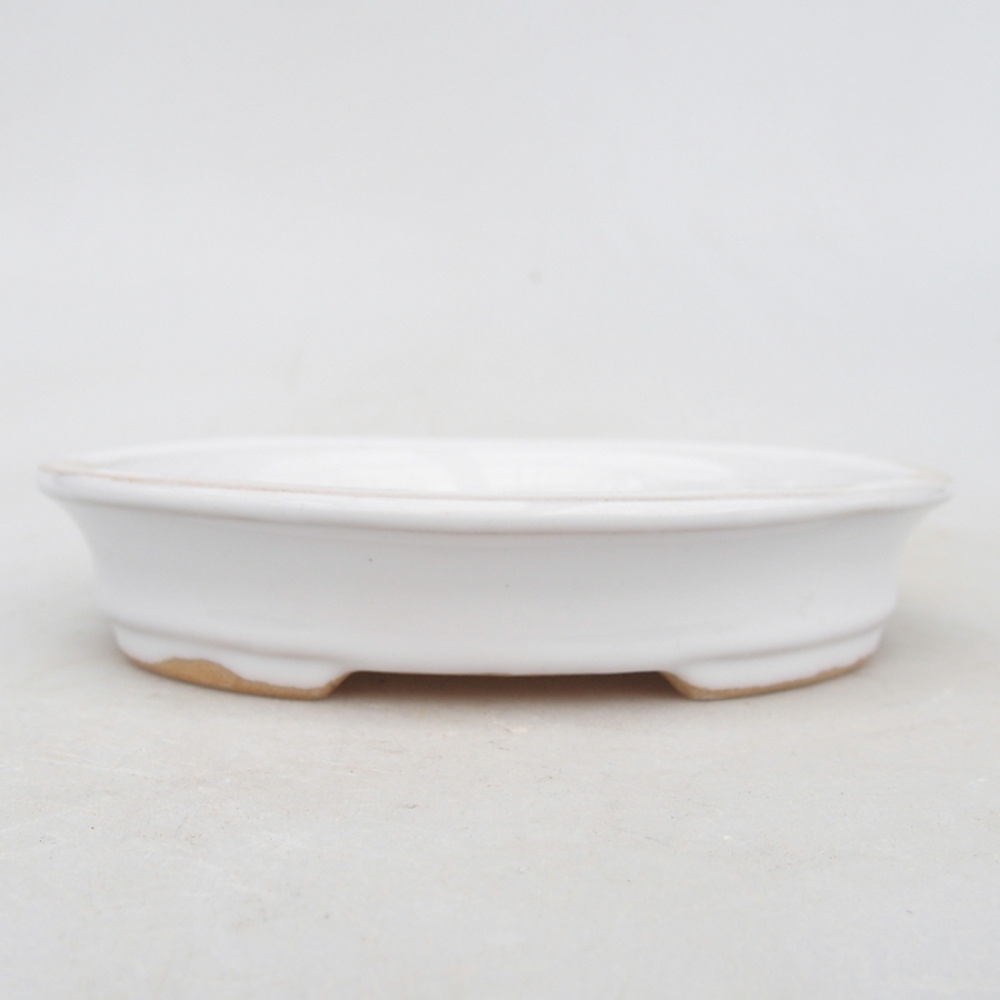 Bonsaischaal van keramiek 13 x 11 x 2,5 cm, kleur wit