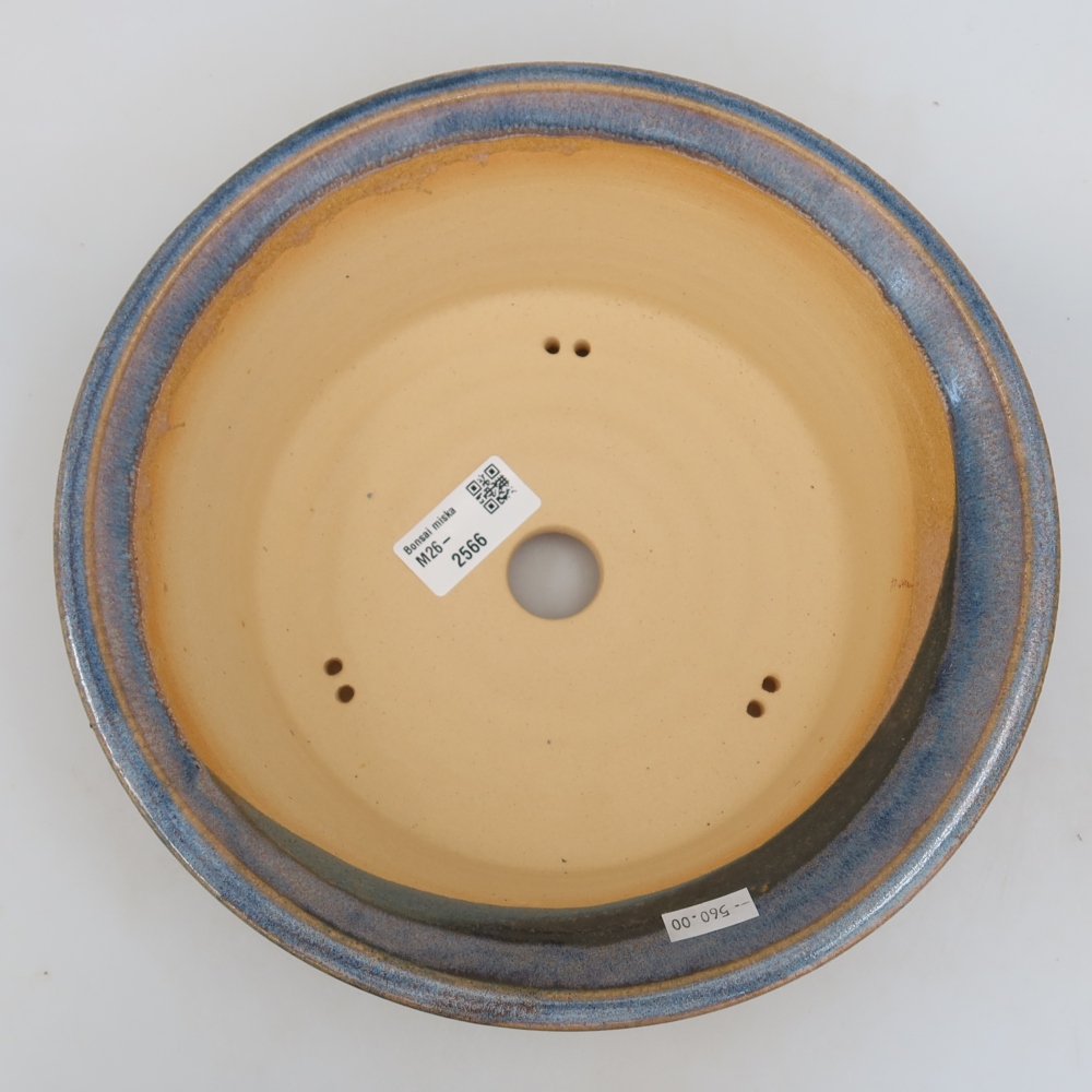 Bonsaischaal van keramiek 24,5 x 24,5 x 7 cm, kleur blauw