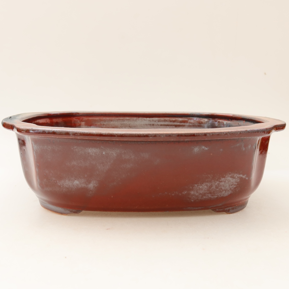 Keramische bonsaipot 24,5 x 21 x 7,5 cm, kleur: rood