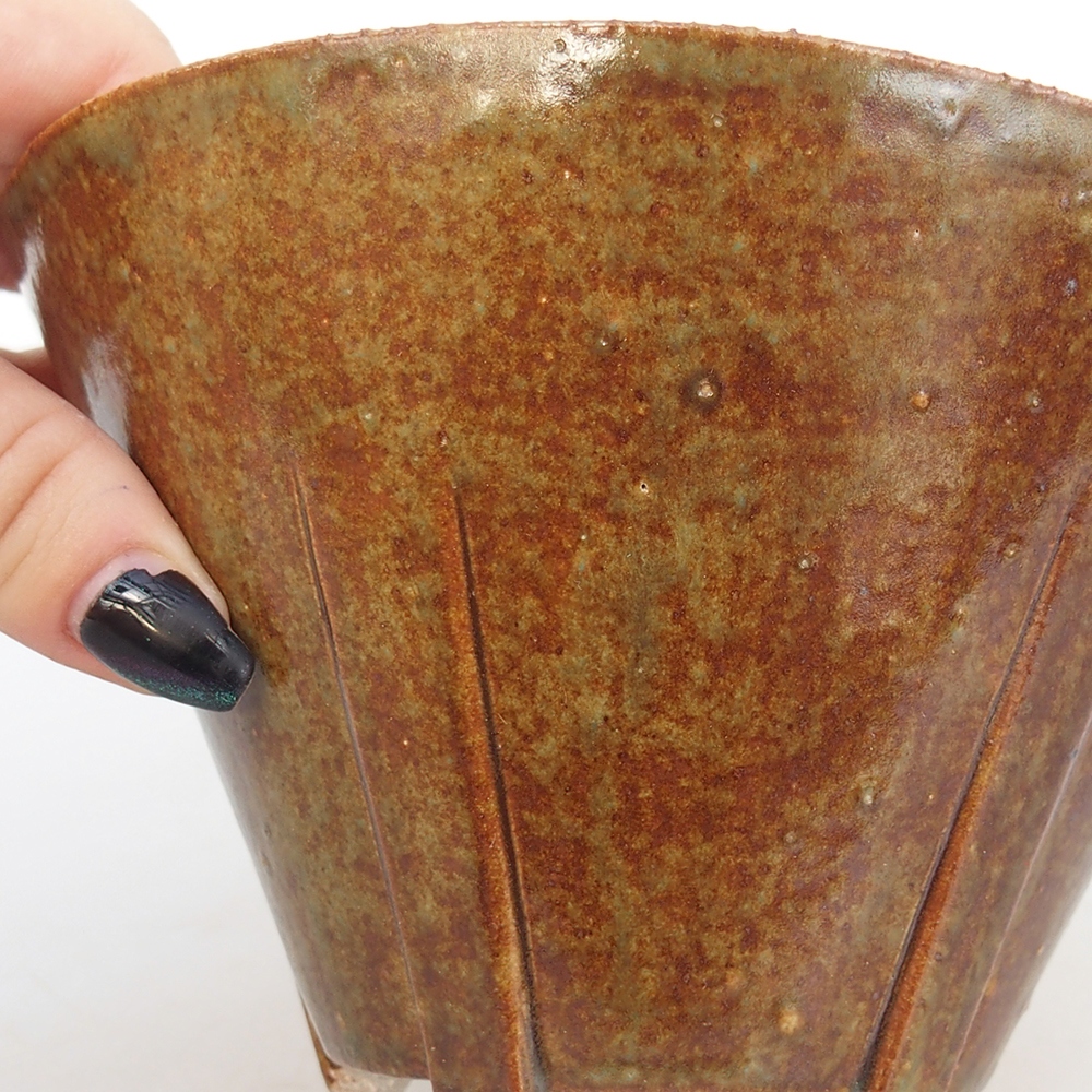 Bonsaischaal van keramiek 15 x 15 x 9 cm, bruin