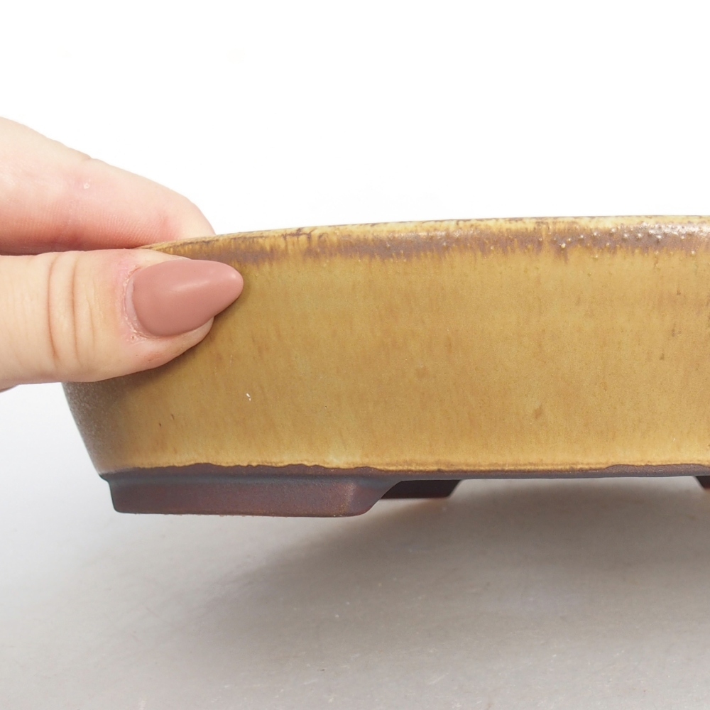 Bonsaischaal van keramiek 22,5 x 20 x 4,5 cm, groen