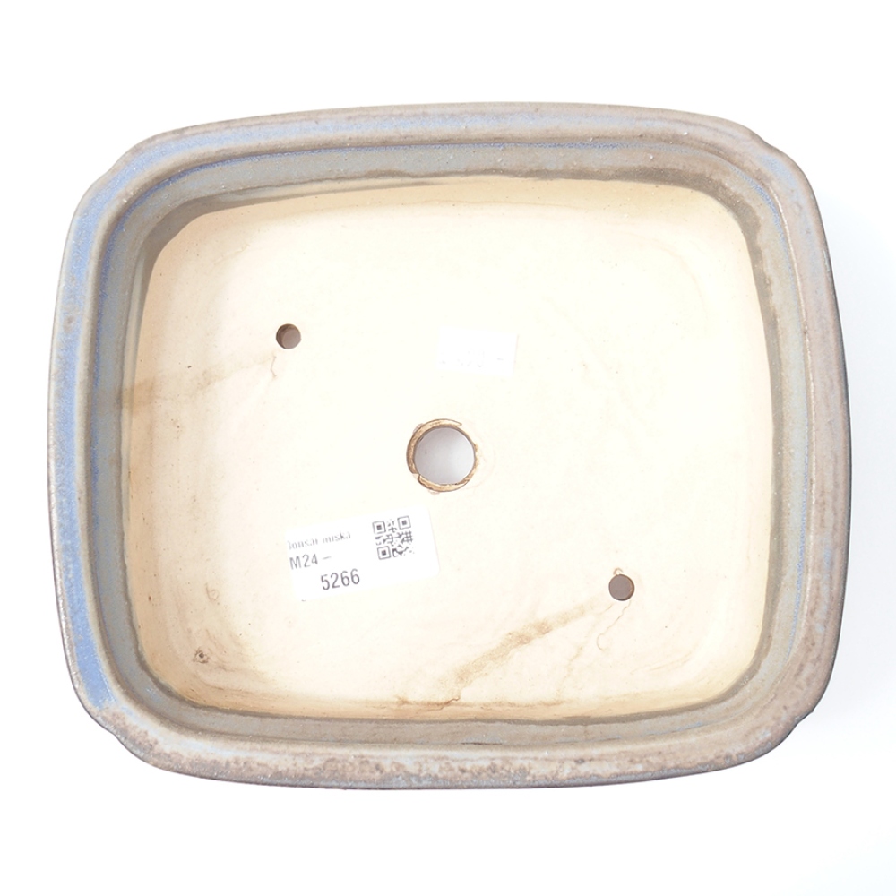 Bonsaischaal van keramiek 19,5 x 16,5 x 6 cm, kleur blauw