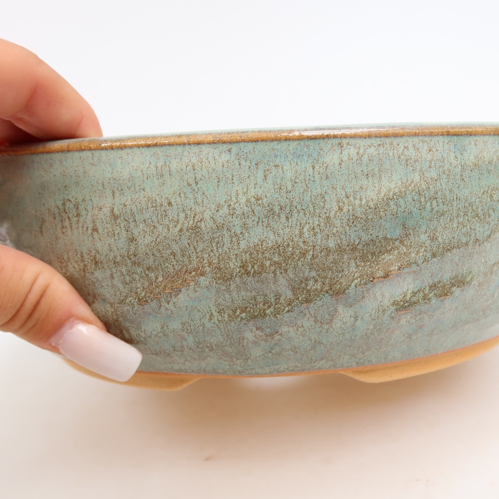 Bonsaischaal van keramiek 22,5 x 22,5 x 7 cm, groen