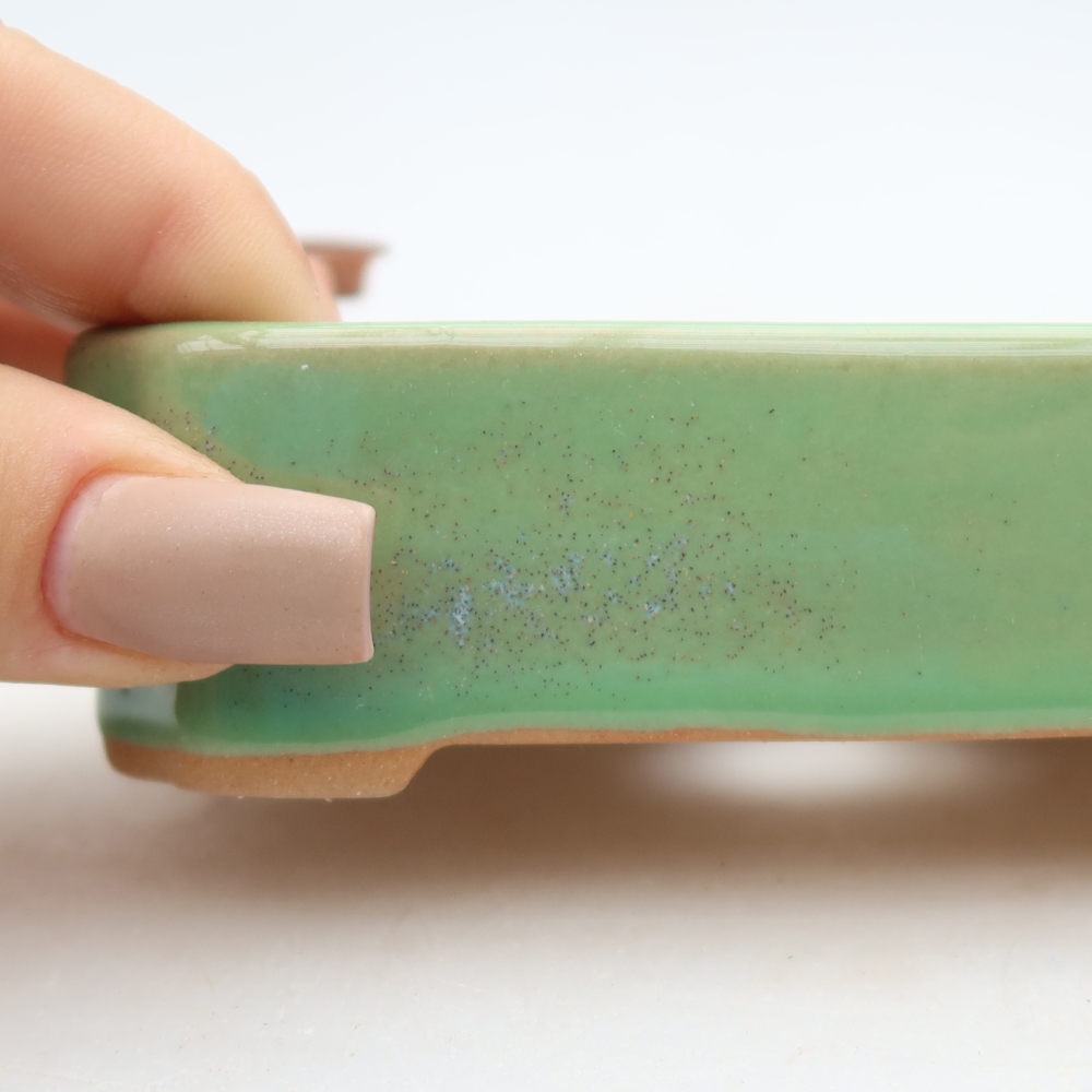 Keramische bonsaischaal 10,5 x 9 x 3 cm, kleur groen
