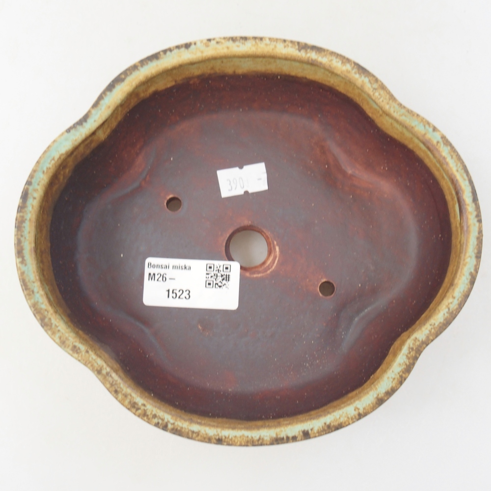 Bonsaischaal van keramiek 17 x 15 x 5,5 cm, groen