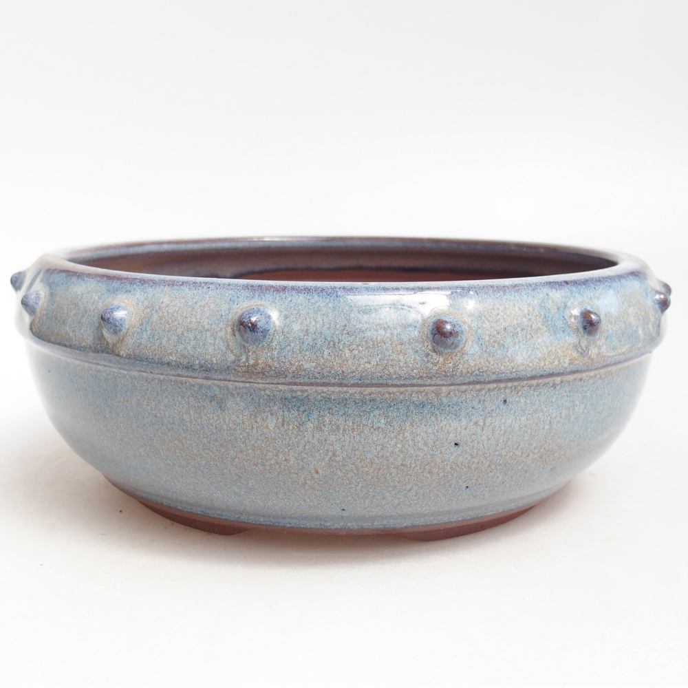 Bonsaischaal van keramiek 18 x 18 x 7 cm, kleur blauw