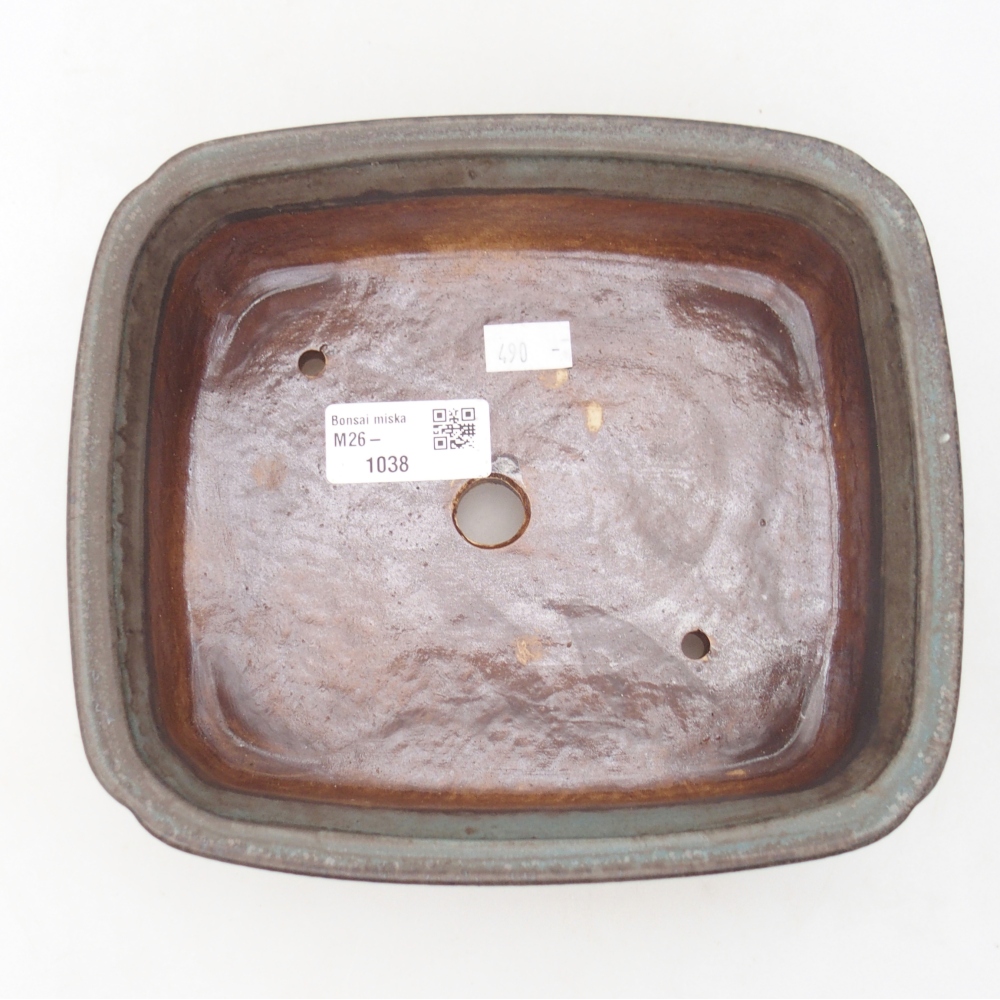 Bonsaischaal van keramiek 19 x 17 x 6 cm, kleur blauw