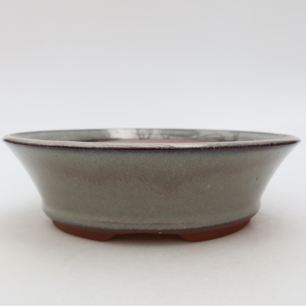 Bonsaischaal van keramiek 17,5 x 17,5 x 5 cm, grijs