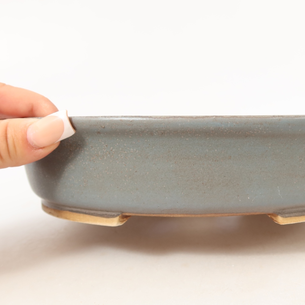 Bonsaischaal van keramiek 21 x 19 x 5 cm, kleur blauw