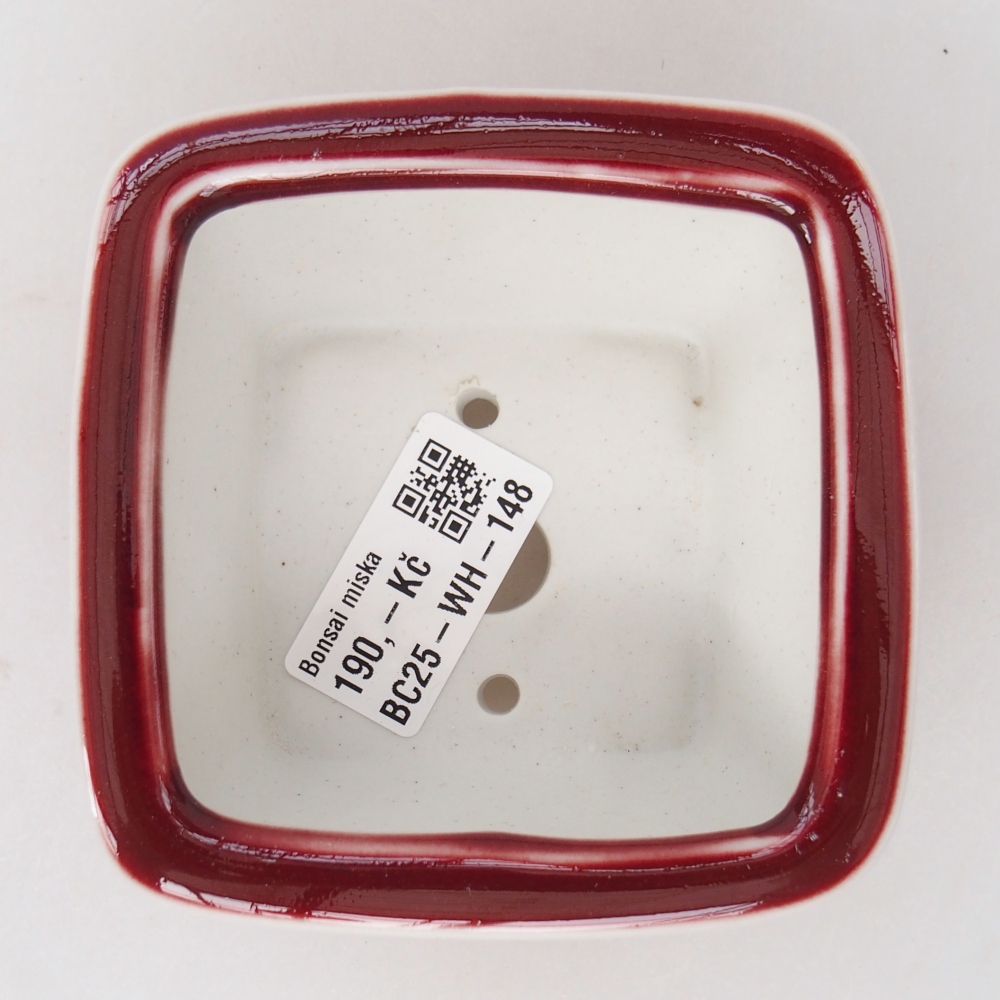 Bonsaischaal van keramiek 9,5 x 9,5 x 5 cm, kleur rood