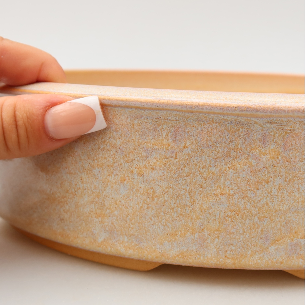 Keramische bonsaipot 26,5 x 26,5 x 6,5 cm, kleur: beige