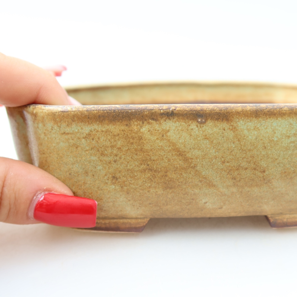 Keramische bonsaipot 13,5 x 12 x 4 cm, kleur groen