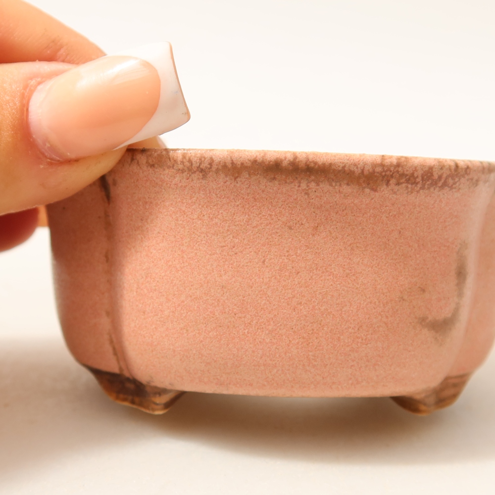 Bonsaischaal van keramiek 8 x 7,5 x 3,5 cm, roze